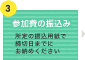 03参加費の振込み：所定の振込用紙で締切日までにお納めください