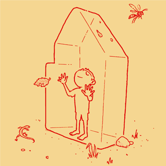 おうちのかたちの木に色をぬって、街（まち）をつくろう