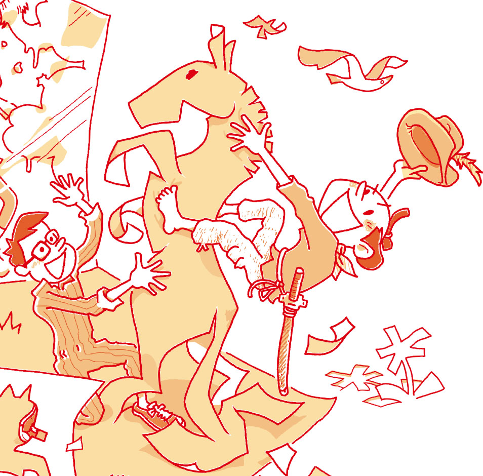 描（えが）いたものを切りぬいて、おもしろ世界をつくってみよう