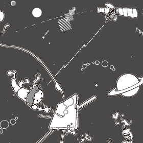 宇宙（うちゅう）からの音に耳をかたむけて、 感じたことを絵にしよう