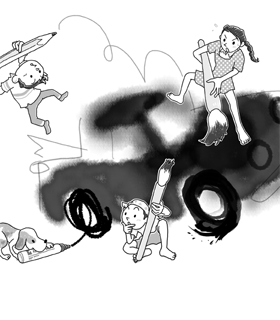 いろんな黒で描（えが）いてみたら、なに見える？