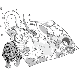 タイルを貼（は）っていくように絵を描（えが）いてみたら、きみはどんな世界を手に入れる？