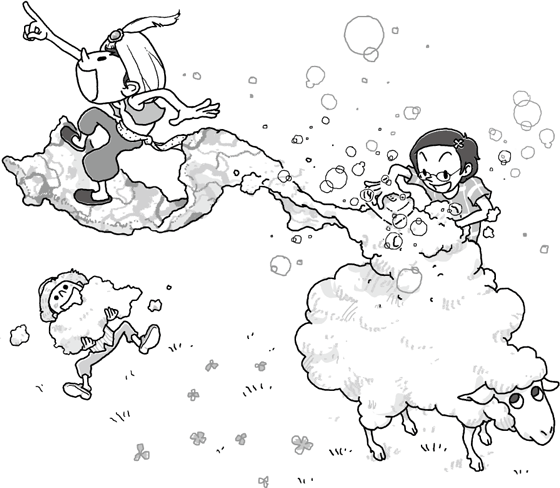 ふわふわな羊（ひつじ）の毛、 いったい 何ができるかな