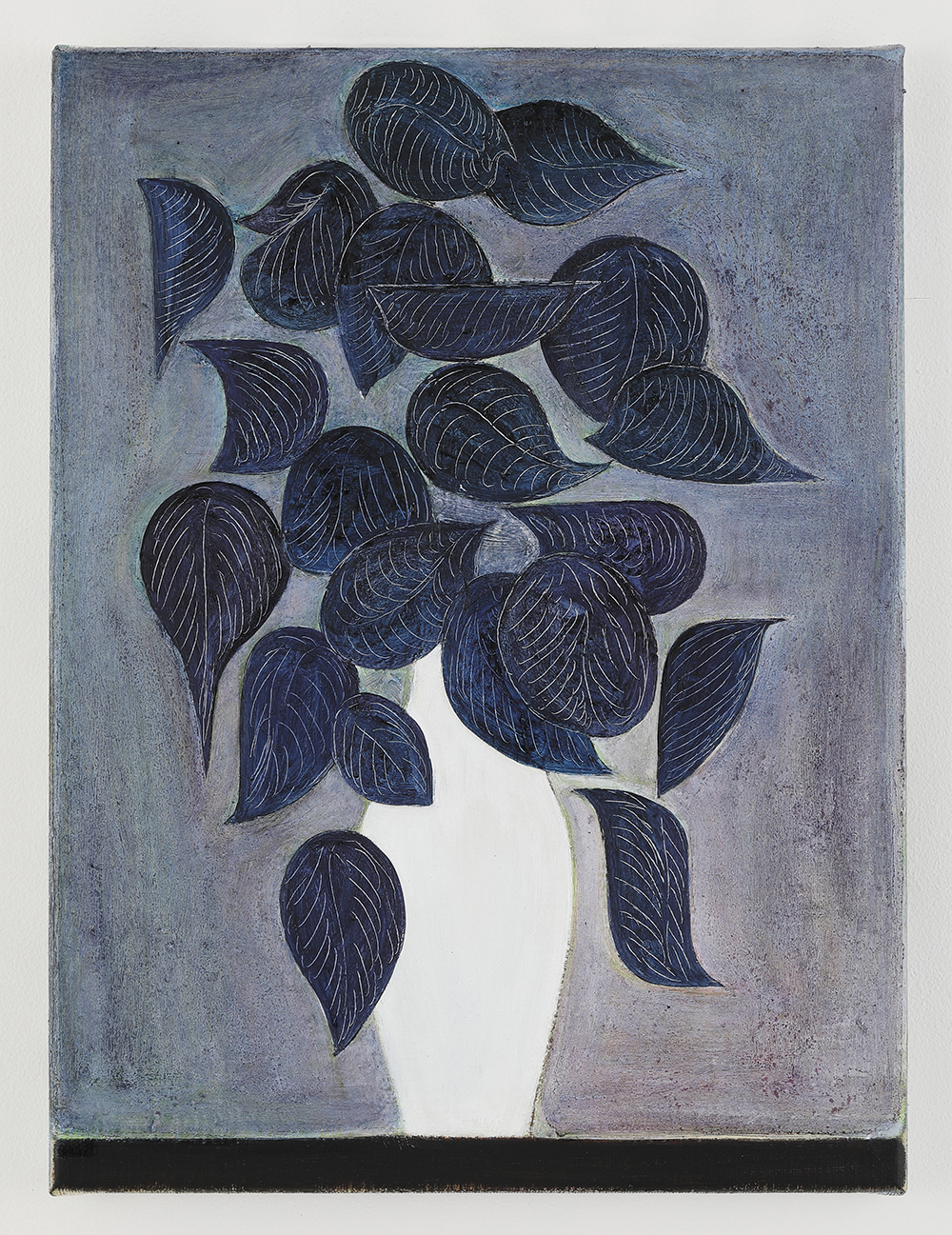 「Blue leaves」<br />
2021年	油彩、キャンバス 	40×30cm